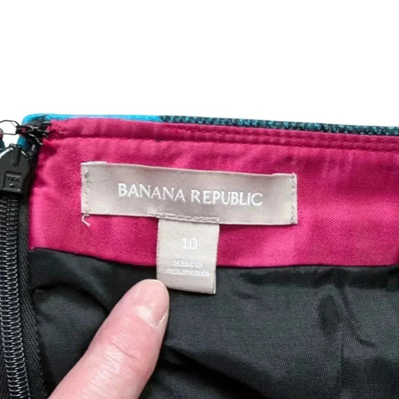 Banana Republic  Mini Skirt Turquoise Black Buffalo Plaid Check Women's size 10 - Picture 10 of 15